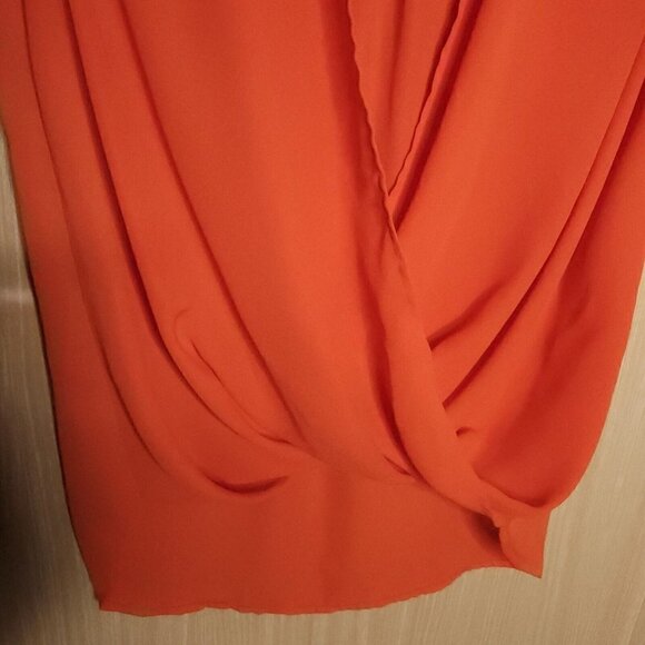 Halogen Womens Orange Open Front Faux Wrap Sleeveless Top Small - Picture 3 of 6